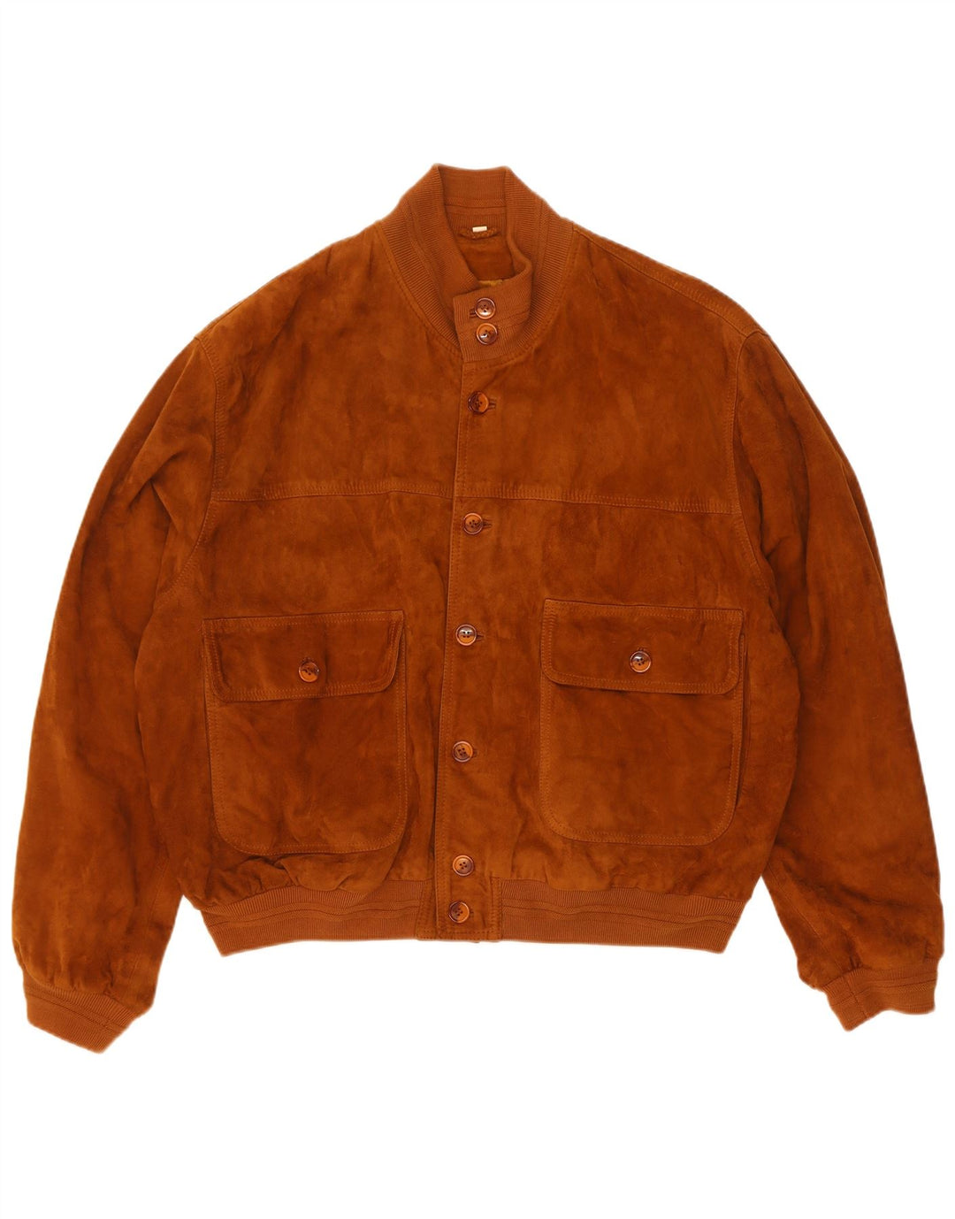 Giubbotto bomber vintage in pelle scamosciata da uomo IT 50 grande in pelle marrone