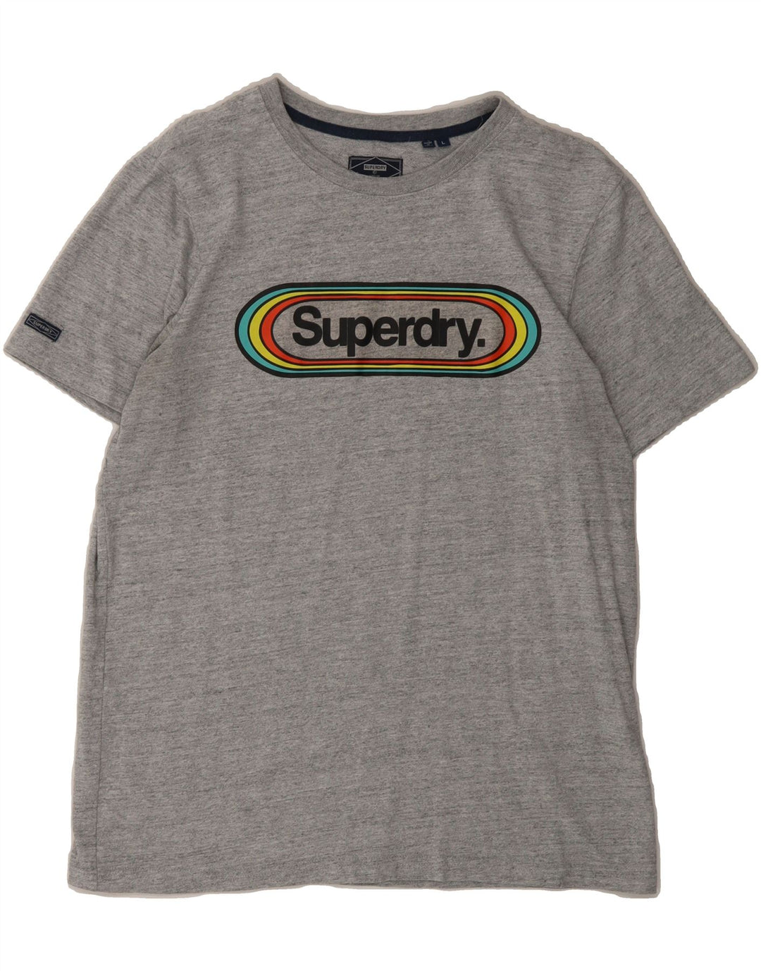 SUPERDRY Mens Graphic T-Shirt Top Large Grey Flecked Vintage Superdry and Second-Hand Superdry from Messina Hembry 