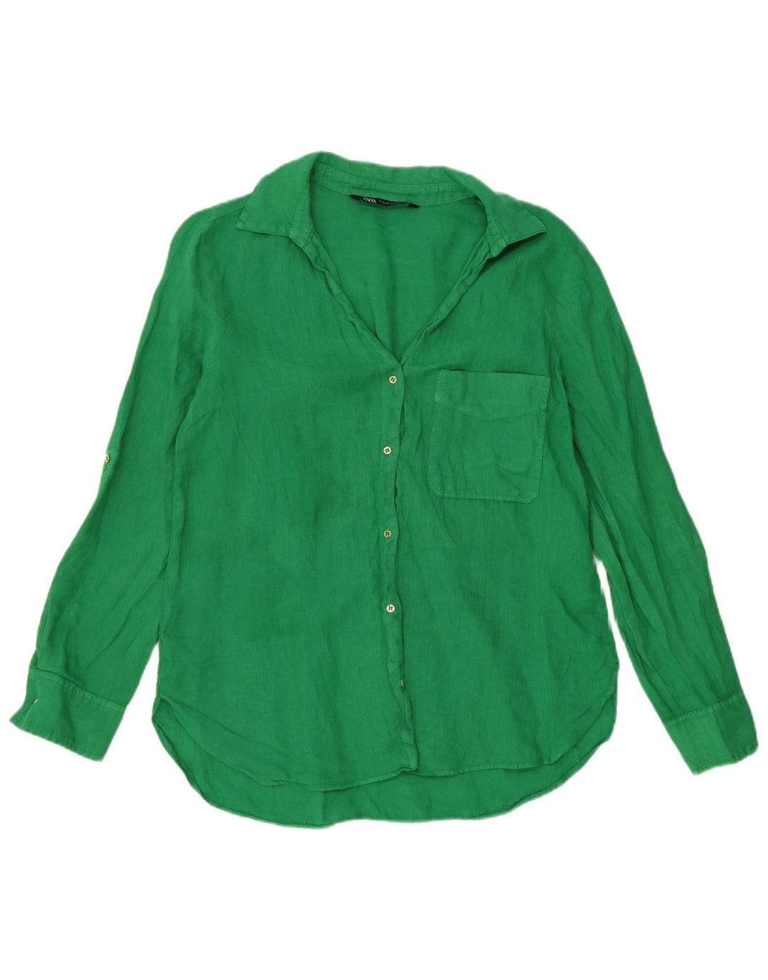 Camicia da donna Zara UK 14 Lino verde medio