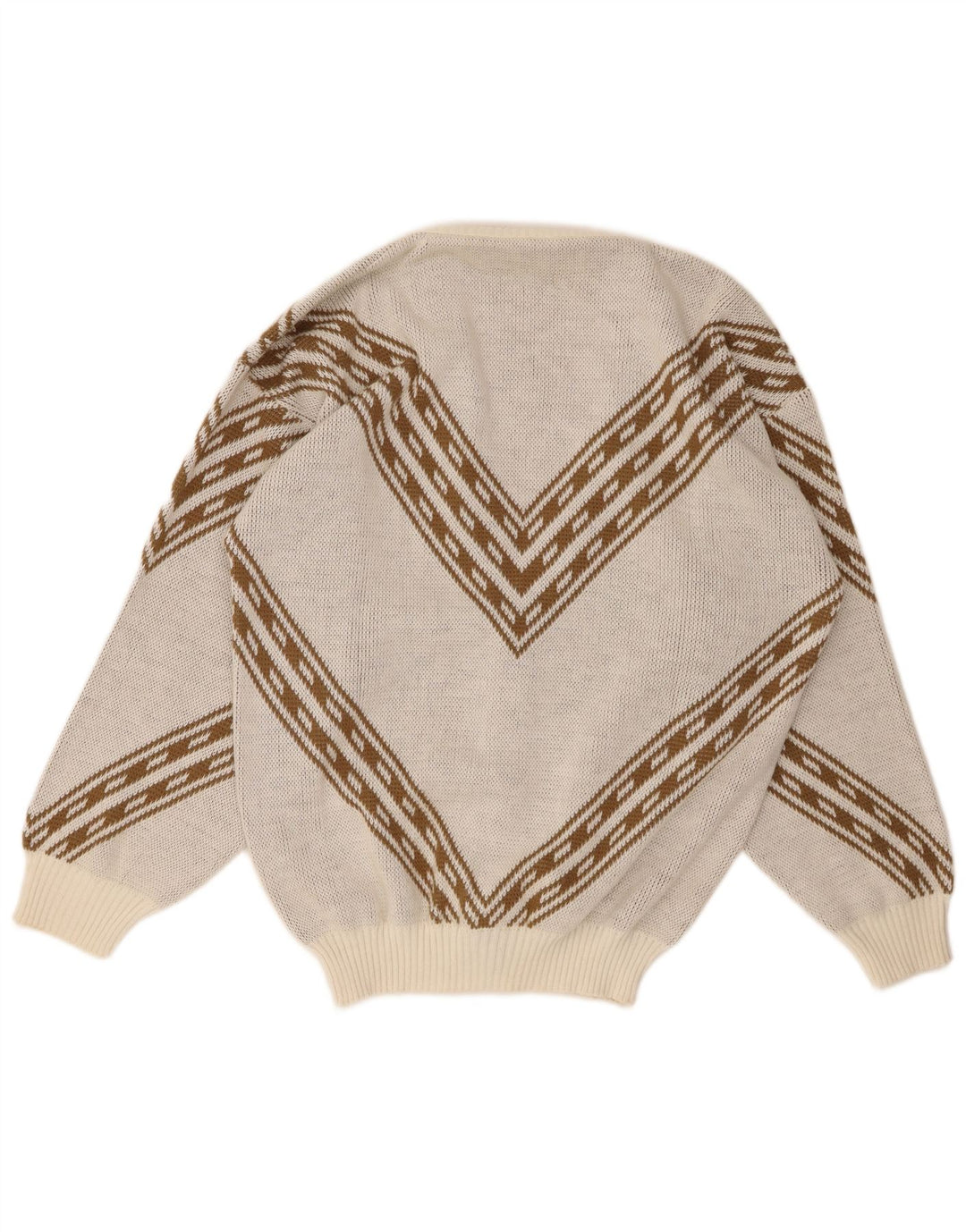 Maglione cardigan da uomo vintage XL acrilico geometrico bianco sporco