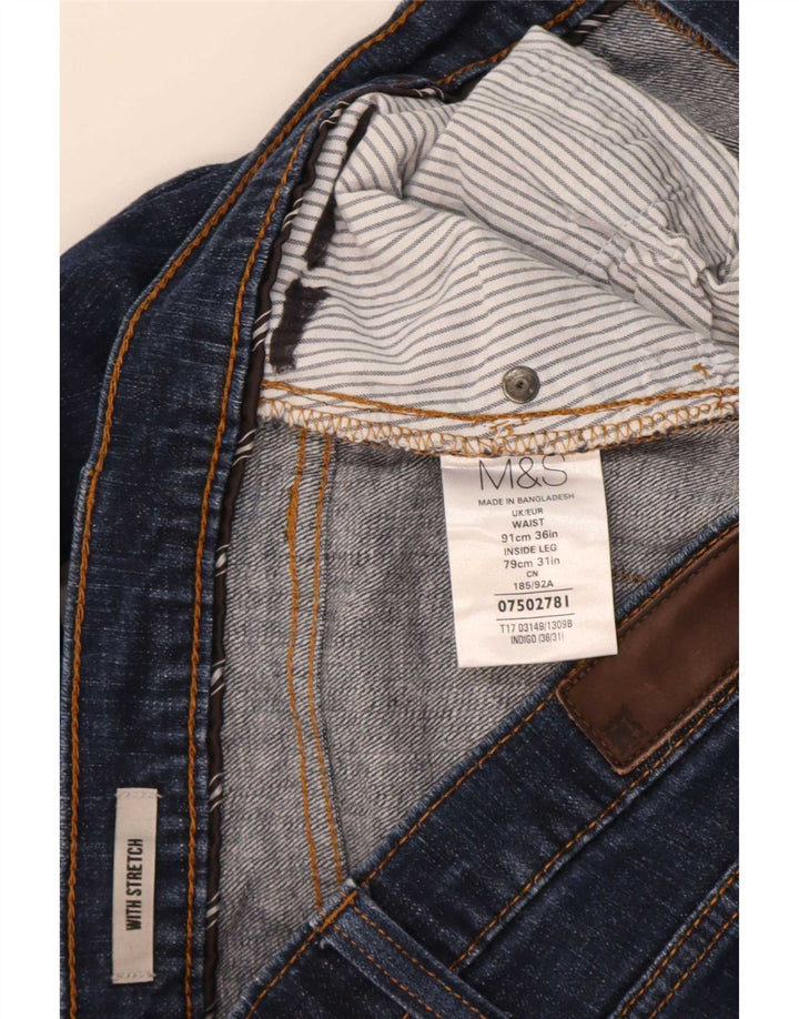 Jeans dritti da uomo Marks & Spencer W36 L31 cotone blu navy