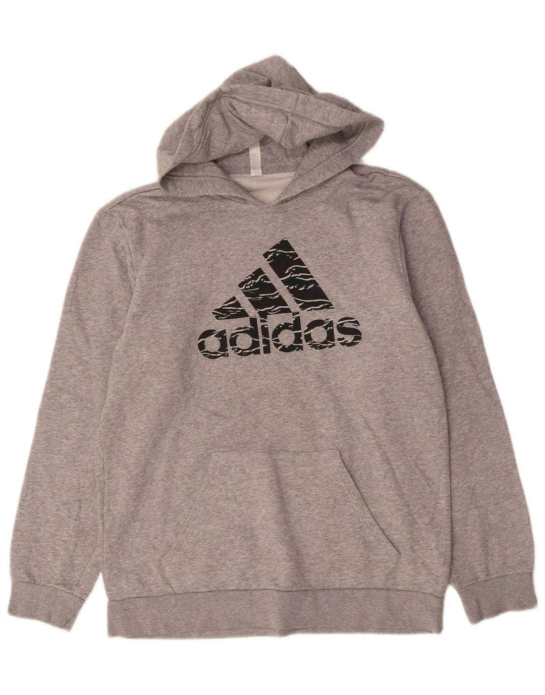 Felpa con cappuccio grafica da uomo Adidas in cotone grigio medio