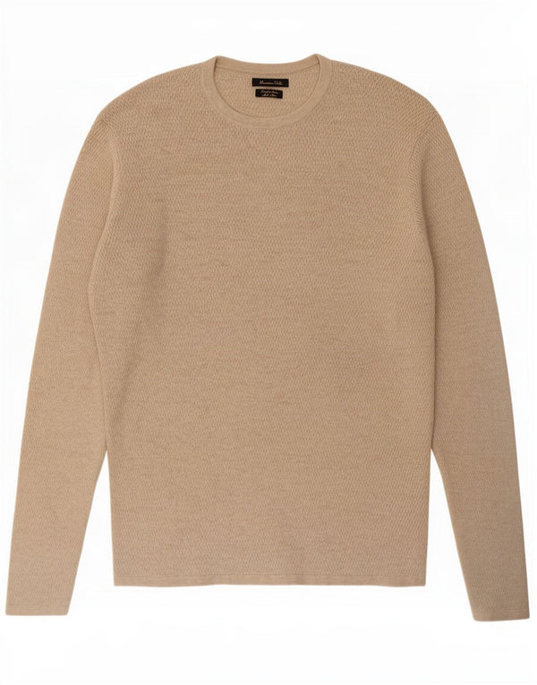 Maglione maglione girocollo da uomo Massimo Dutti in cotone beige medio