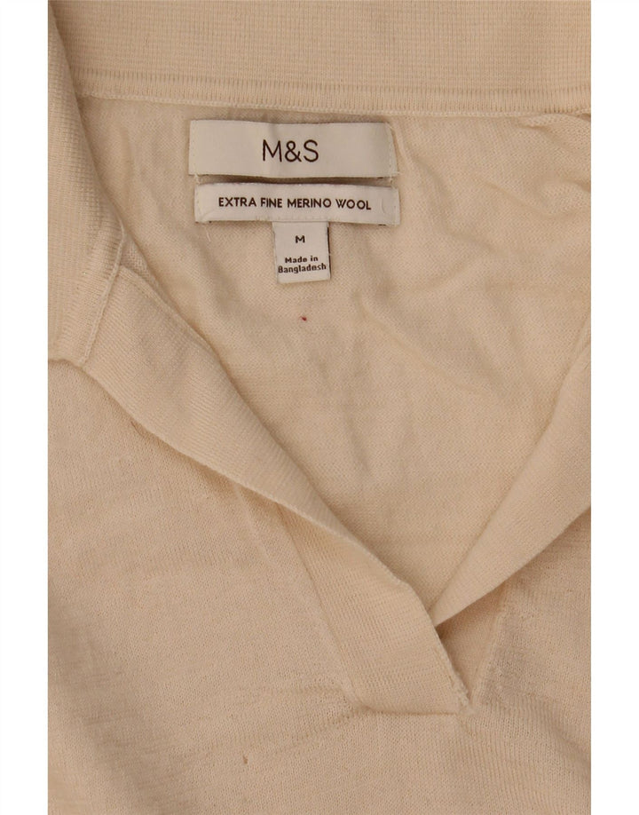Maglione da donna Marks & Spencer con collo a polo UK 12 Lana beige medio