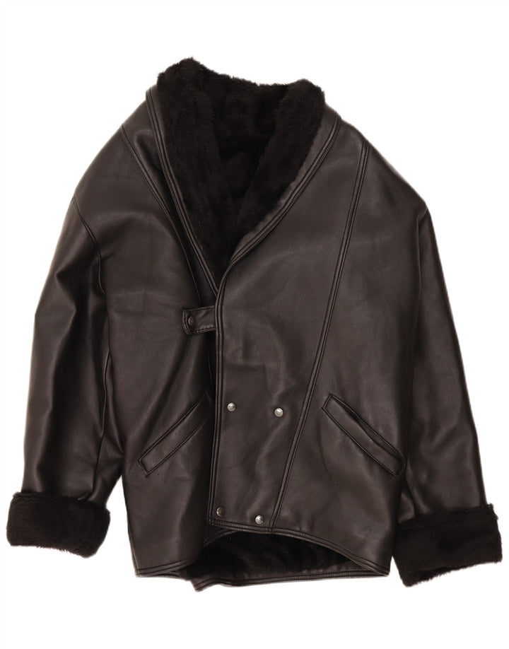 Giacca in shearling vintage da uomo IT 38 Shearling nero medio
