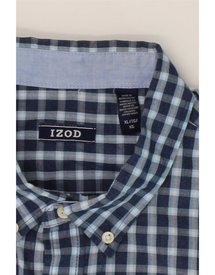 IZOD Mens Shirt XL Navy Blue Gingham Cotton Vintage Izod and Second-Hand Izod from Messina Hembry 