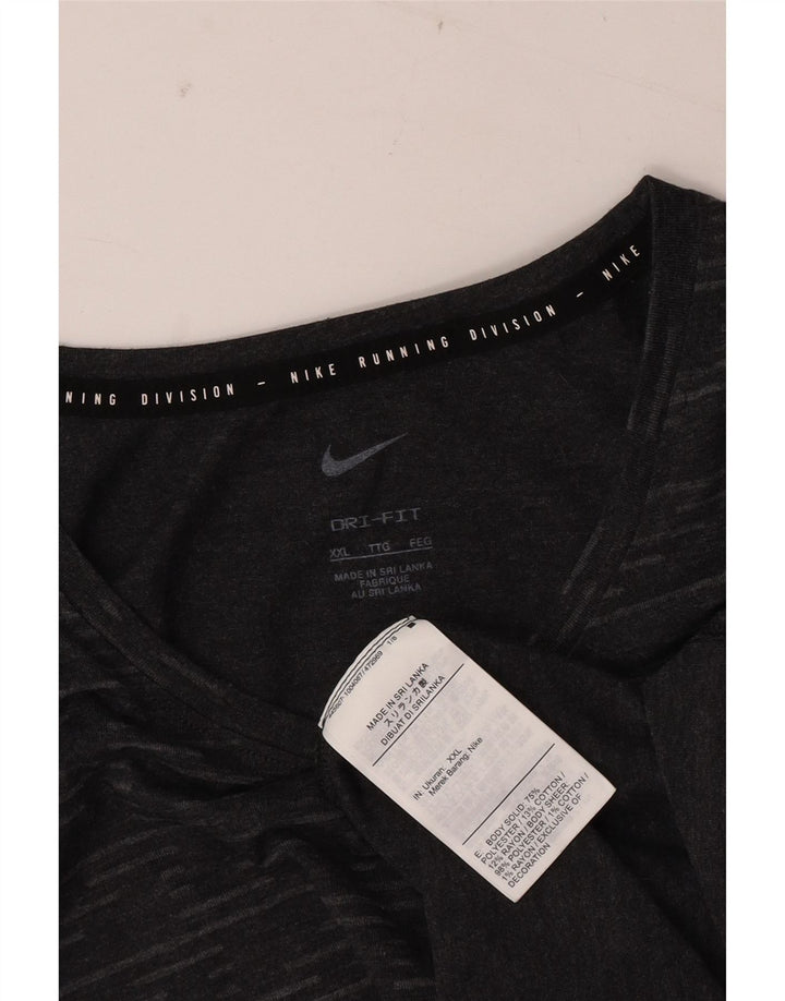 T-shirt da uomo Nike Dri Fit Top 2XL poliestere geometrico grigio