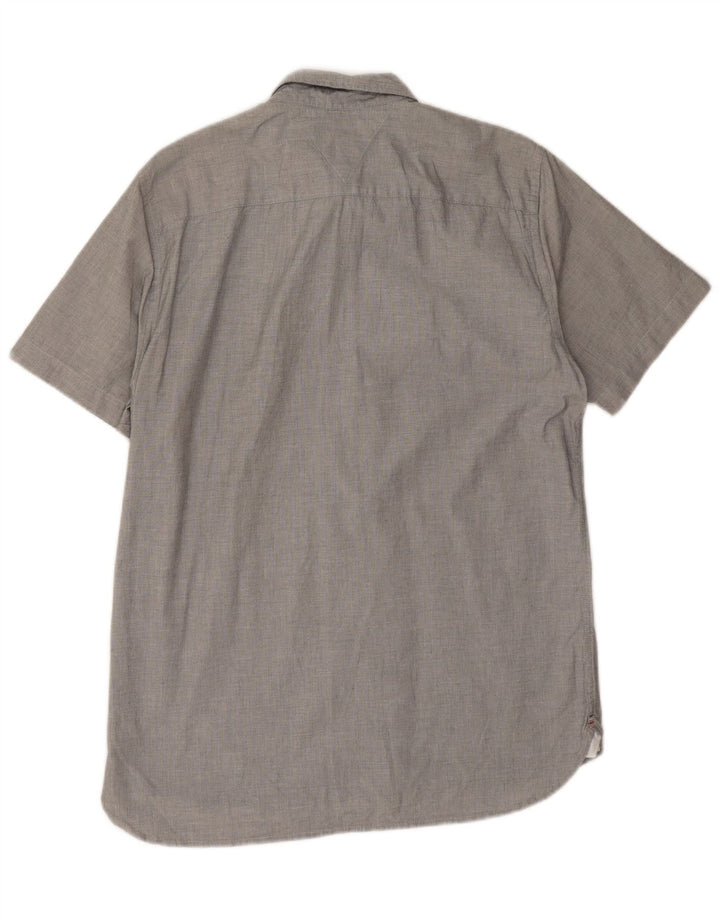 TOMMY HILFIGER Camicia da uomo vestibilità regolare a maniche corte in cotone grigio medio