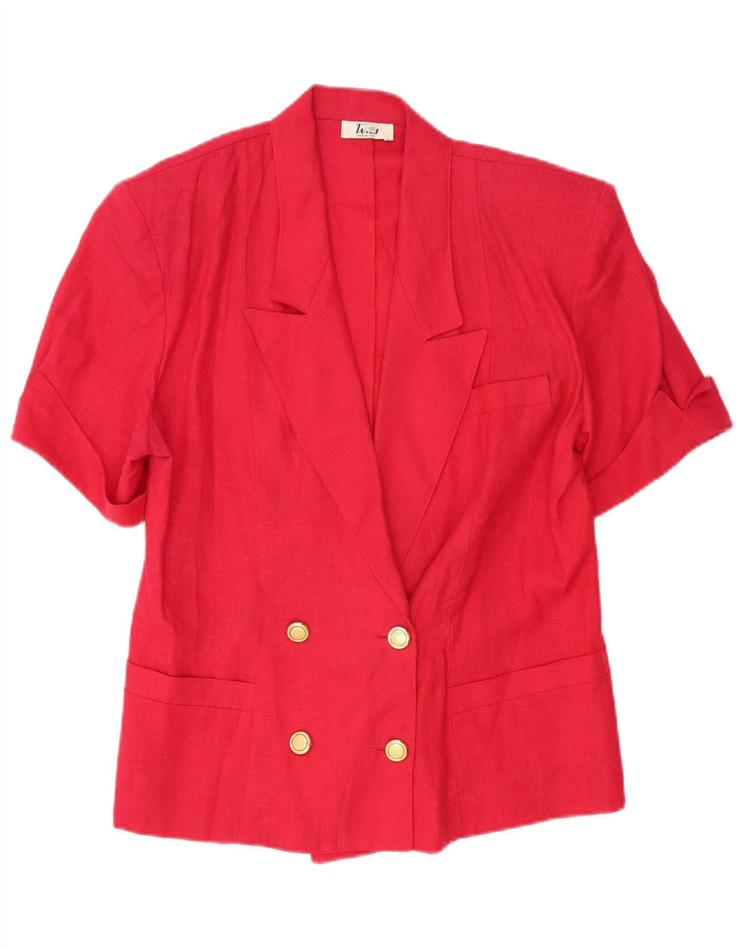 Giacca blazer doppiopetto a maniche corte da donna vintage IT 48 XL rossa