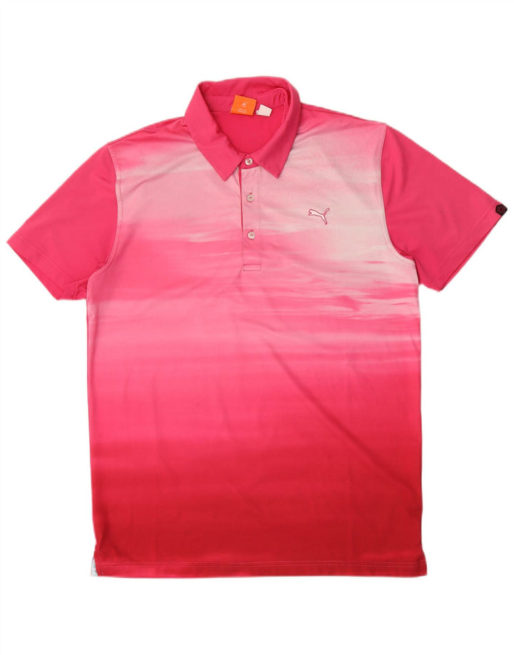 Polo Puma da uomo con motivo astratto, poliestere rosa medio