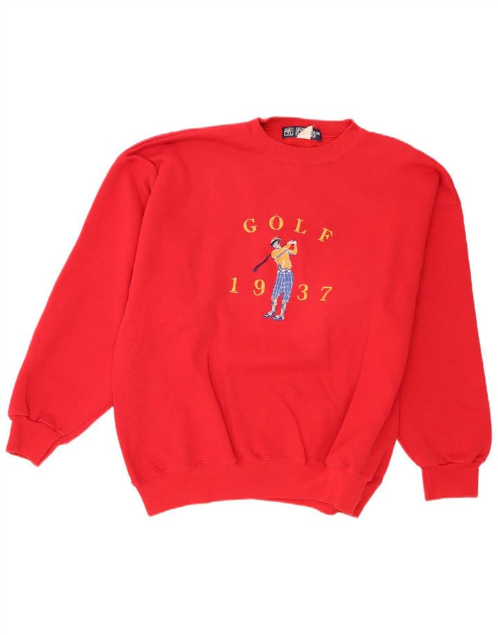 Felpa grafica da uomo vintage maglione XL cotone rosso