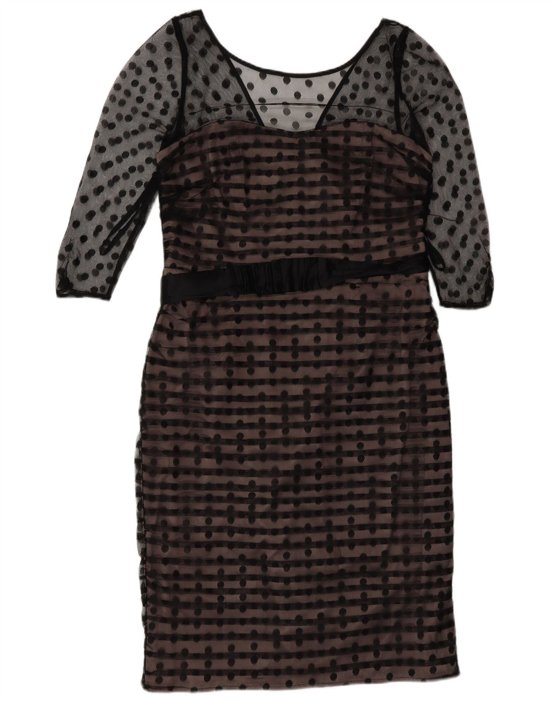 Abito tubino con maniche a 3/4 da donna Coast UK 14 Poliestere medio nero a pois