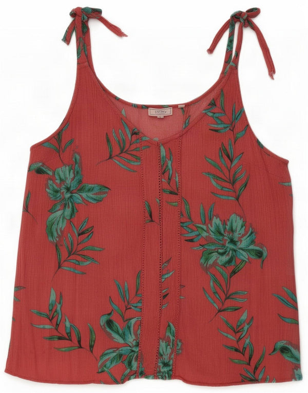 Fat Face camicetta senza maniche da donna UK 14 grande rosso floreale in viscosa