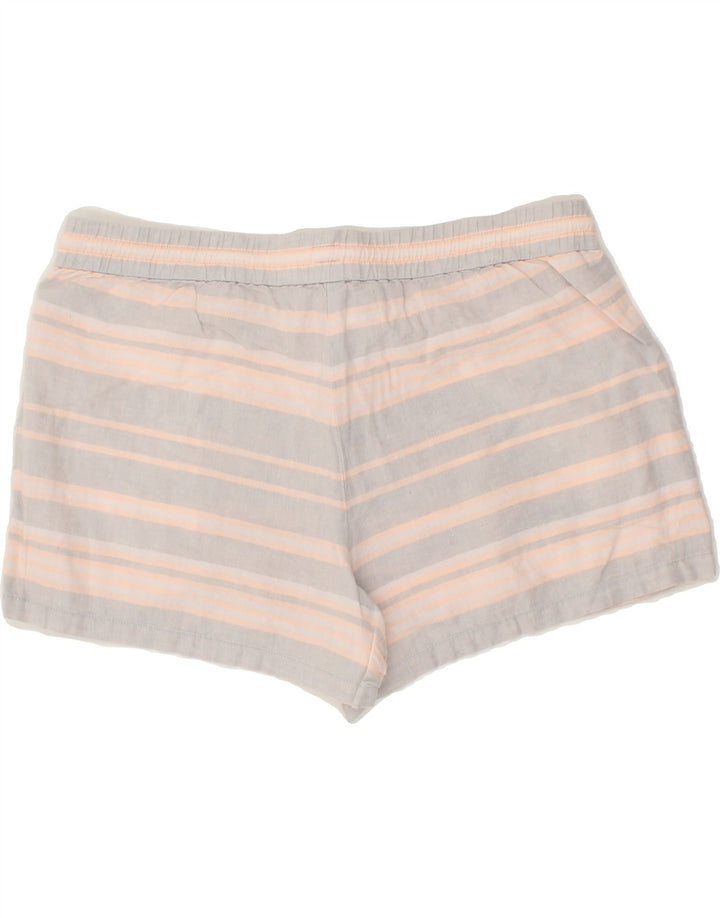 J. CREW Womens Hot Pants US 14 XL W34 Grey Striped Linen Vintage J. Crew and Second-Hand J. Crew from Messina Hembry 