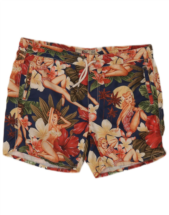 ROY ROGERS Pantaloncini da bagno da uomo Grandi in poliestere floreale multicolore