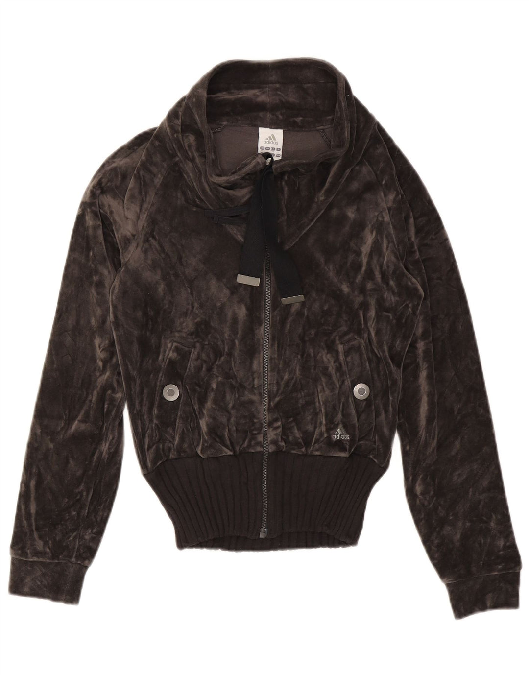 Giacca da ginnastica da donna in velluto ADIDAS UK 12 Cotone grigio medio