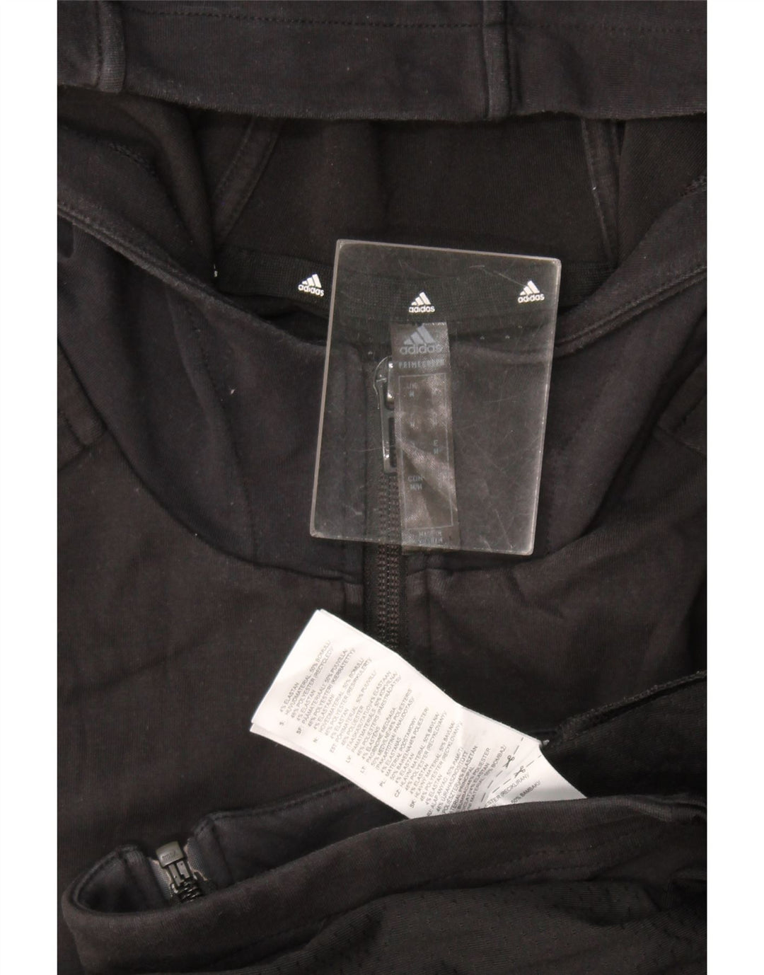 Maglione con cappuccio e zip grafica da uomo Adidas in cotone nero medio