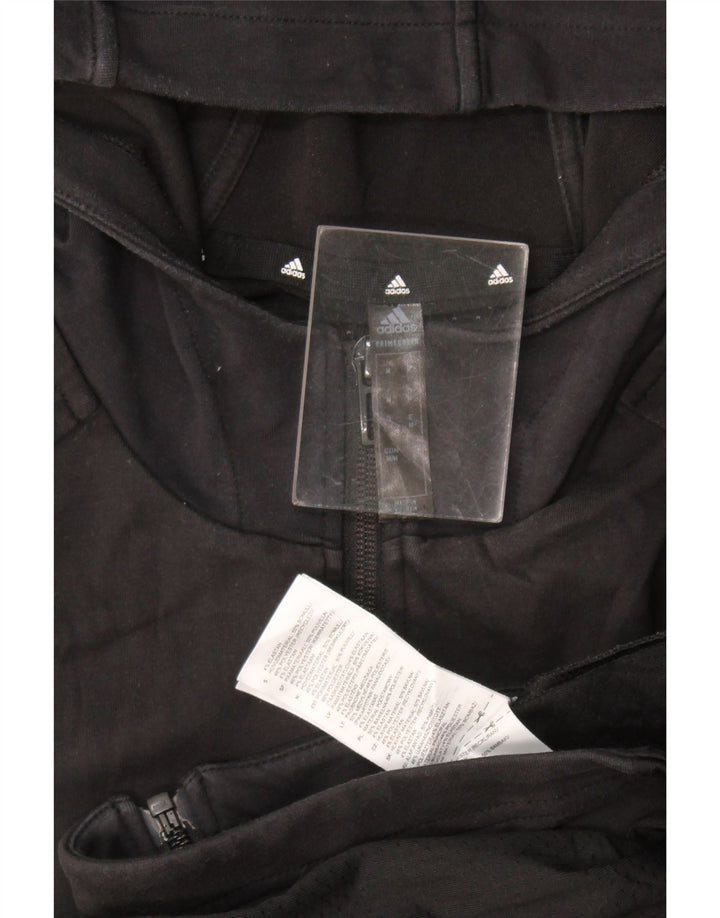 Maglione con cappuccio e zip grafica da uomo Adidas in cotone nero medio