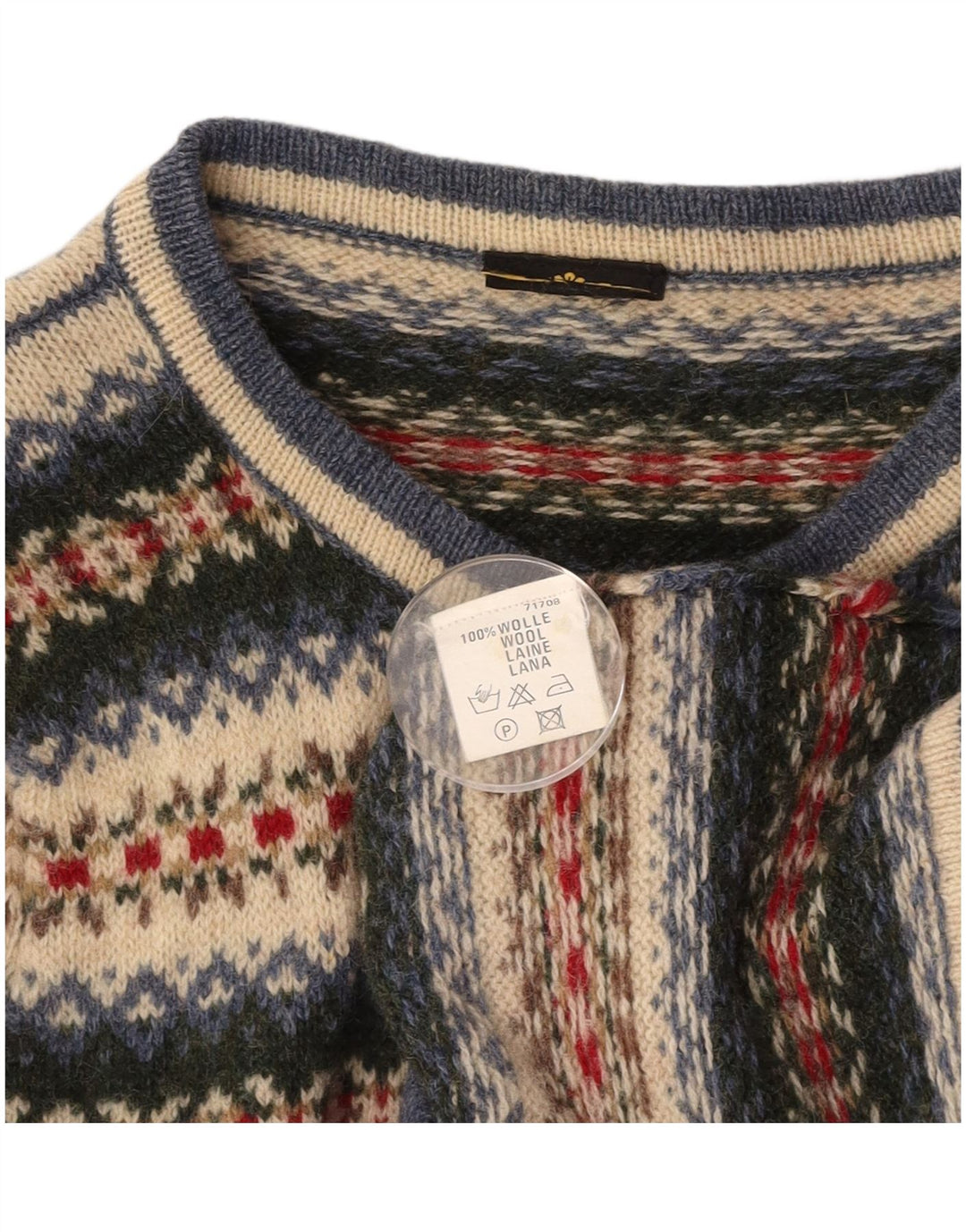 Maglione cardigan da donna VINTAGE UK 14 Lana Fair Isle multicolore media
