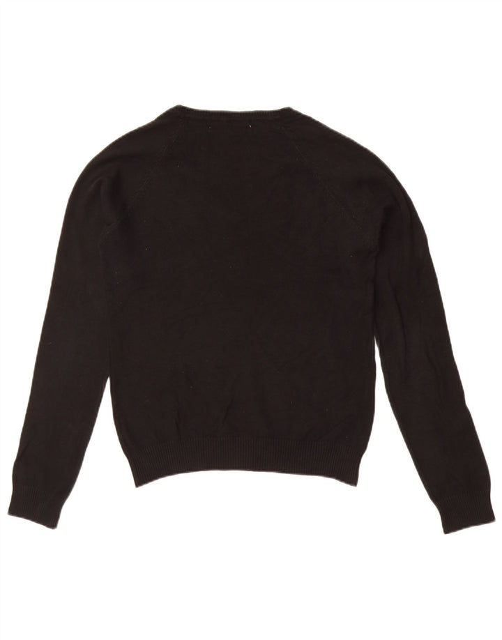 Maglione Zara da donna con scollo a V UK 12 cotone nero medio