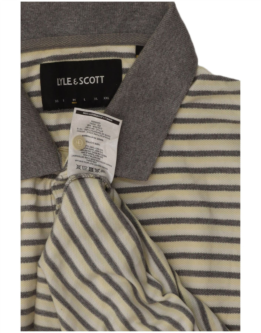 Polo da uomo Lyle & Scott in cotone a righe bianco sporco medio