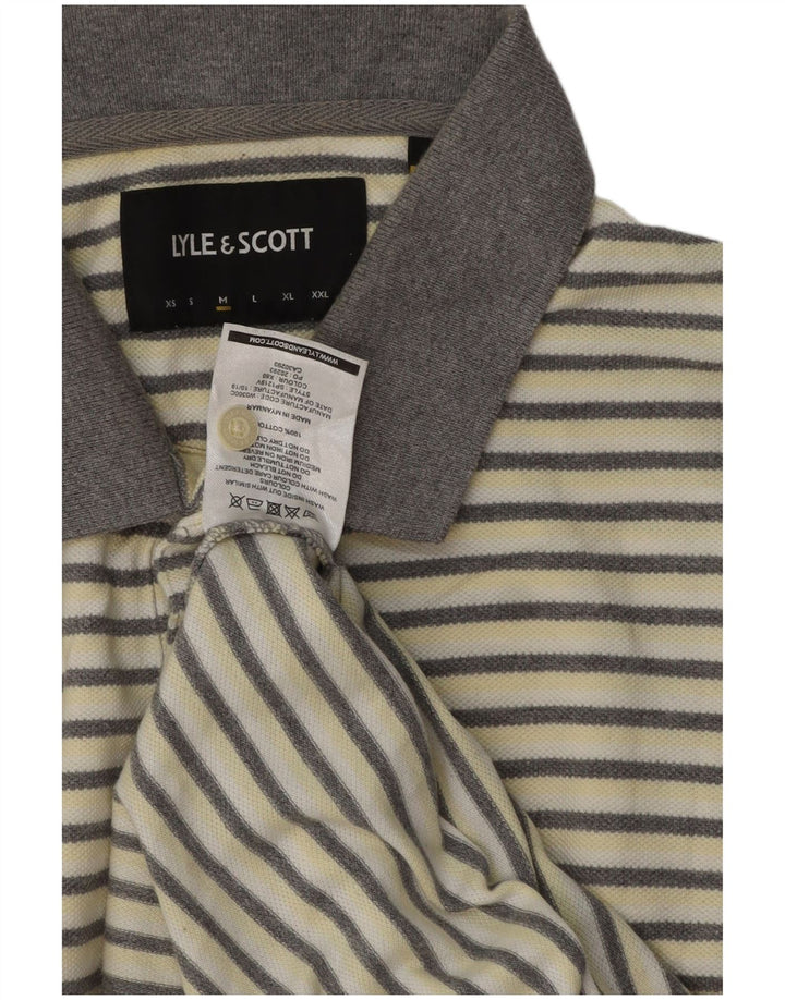 Polo da uomo Lyle & Scott in cotone a righe bianco sporco medio
