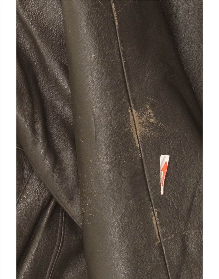 Giacca in pelle militare vintage da uomo IT 52 XL Grigia