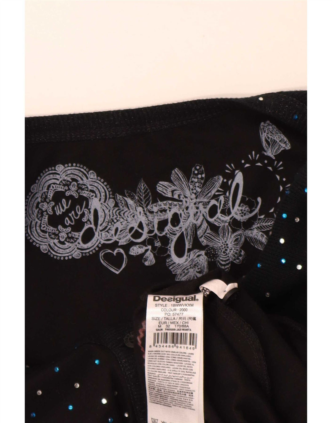 Desigual Abito a maniche lunghe da donna a maniche lunghe UK 12 Medio Nero geometrico