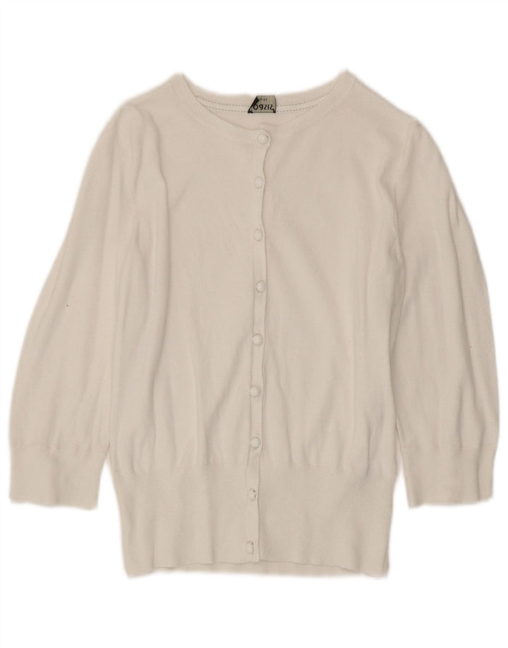 Maglione cardigan con maniche a 3/4 da donna Oasis UK 12 Cotone bianco medio