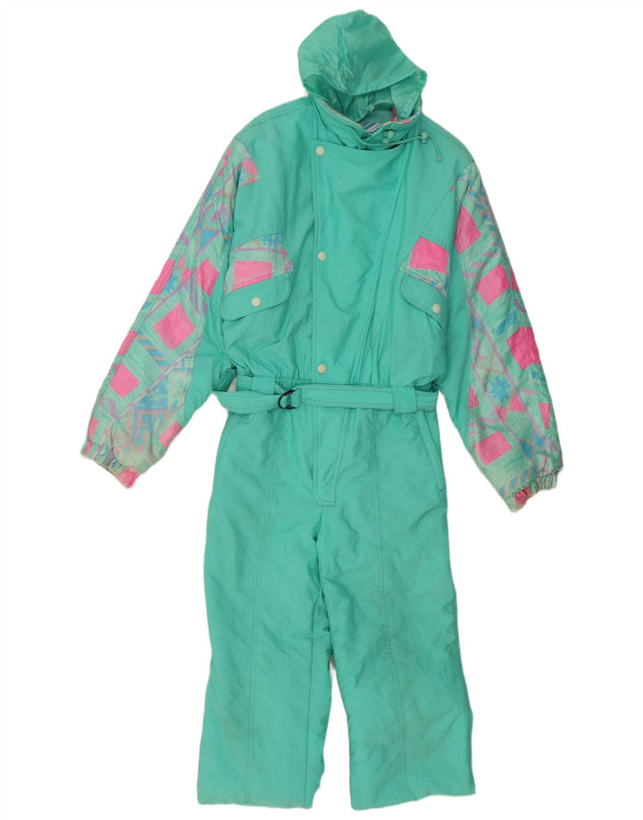 Tuta da sci da uomo con cappuccio C.KEER grande turchese geometrica