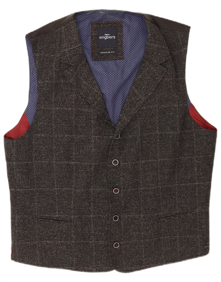 Gilet da uomo Regular Fit Engbers IT 54 XL Poliestere a quadri grigio