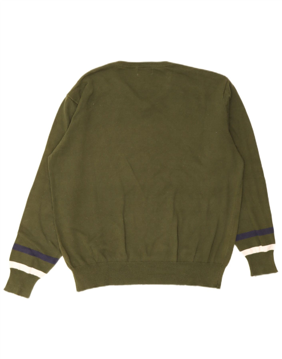 Maglione Kappa da uomo con scollo a V, cotone a righe grandi verdi