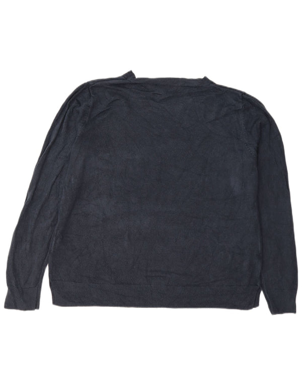 Maglione maglione con scollo a barca da donna Marks & Spencer UK 18 XL acrilico blu navy