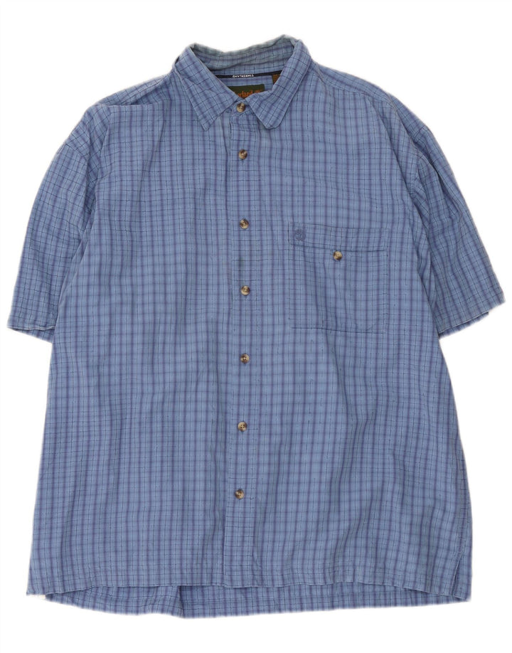 Camicia a maniche corte da uomo Timberland XL in cotone a quadri blu