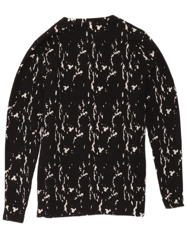 Guess Felpa da uomo con motivo astratto, maglione piccolo in cotone nero