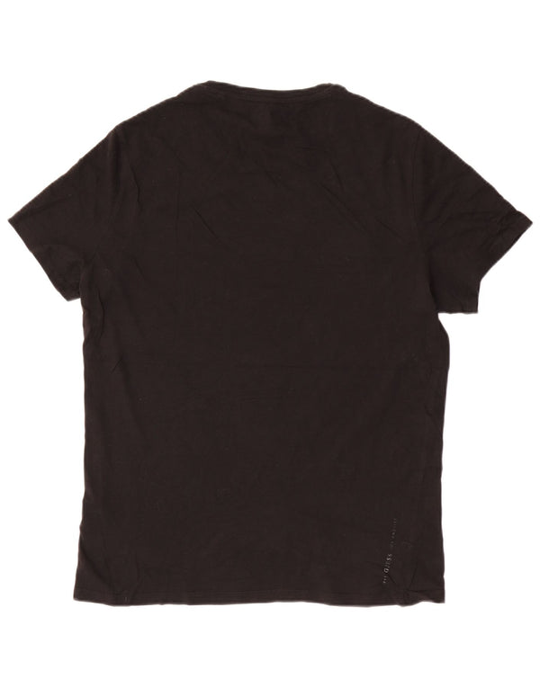 Guess Mens Slim Fit Graphic T-Shirt Top Large Black Cotton