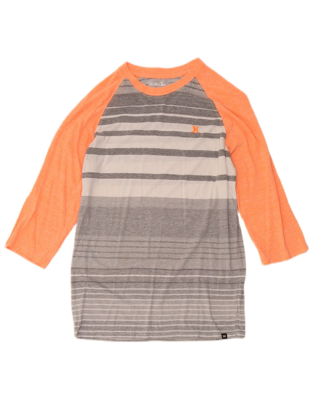 Top Hurley da donna con vestibilità premium, manica a 3/4, UK 10, piccolo, in poliestere a righe grigie