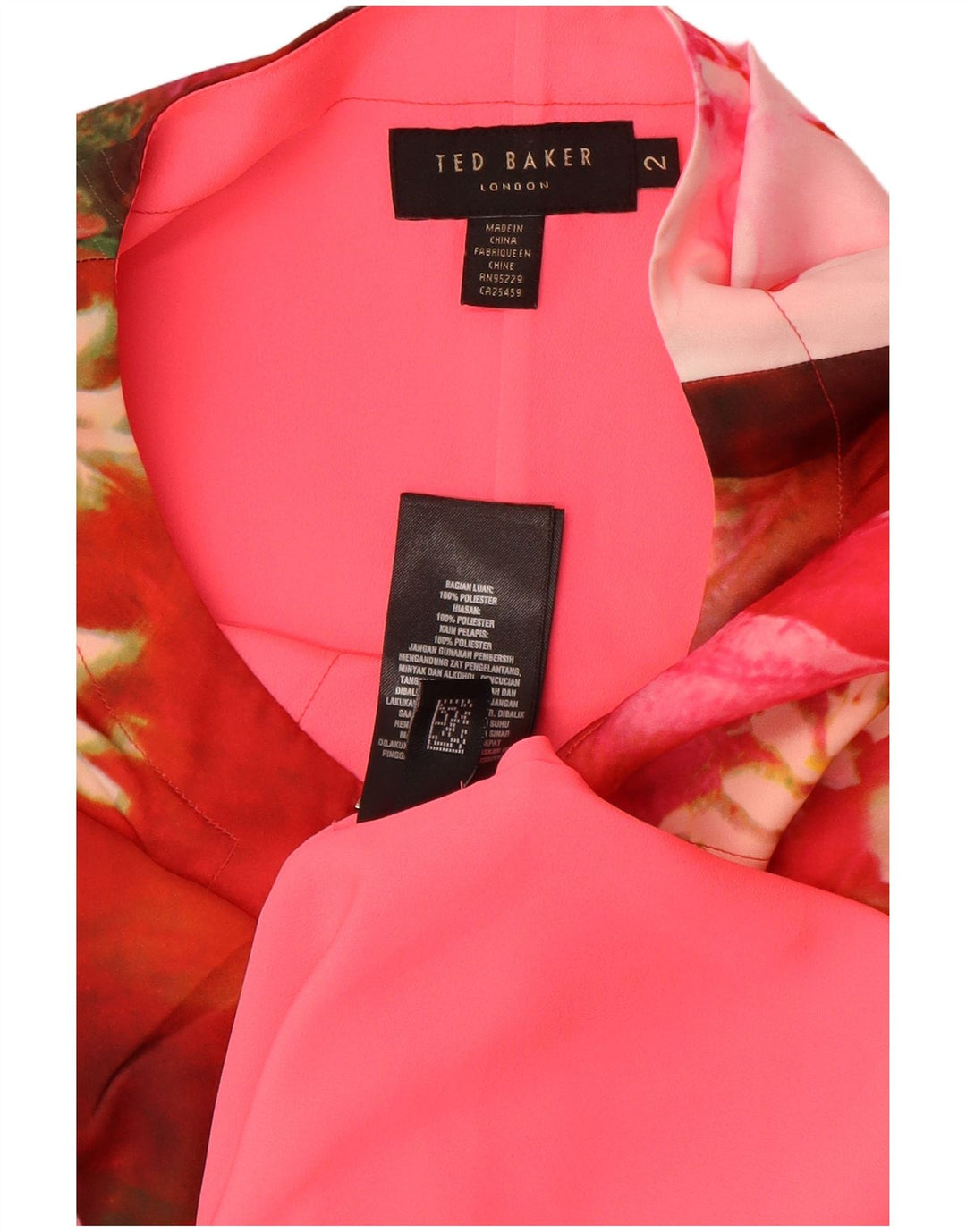 Abito tubino da donna Ted Baker taglia 2 piccolo poliestere floreale multicolore