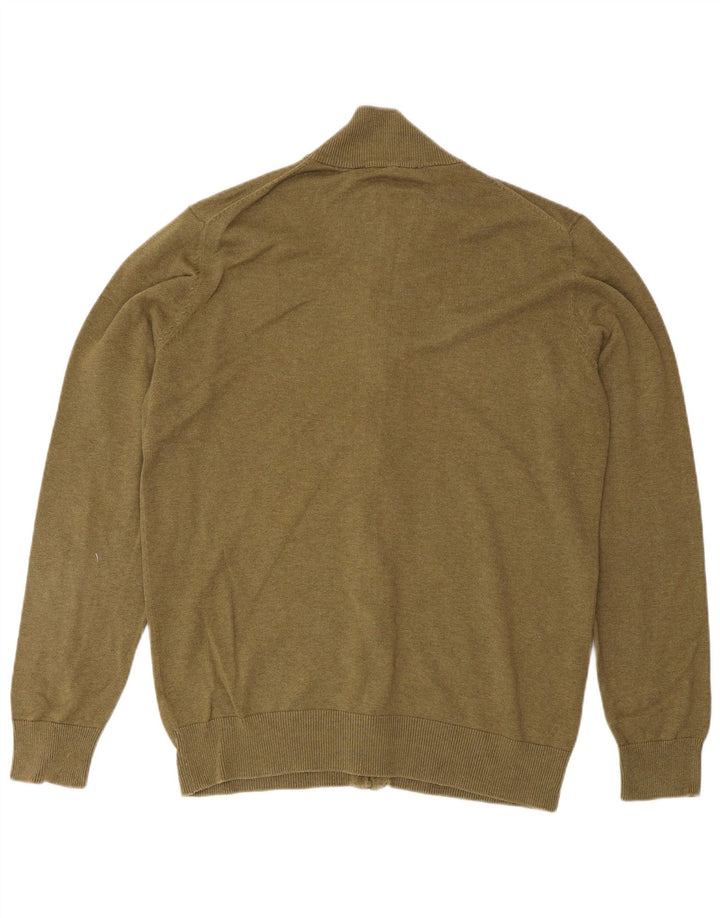 Crew Clothing Maglione cardigan da uomo in cotone kaki medio