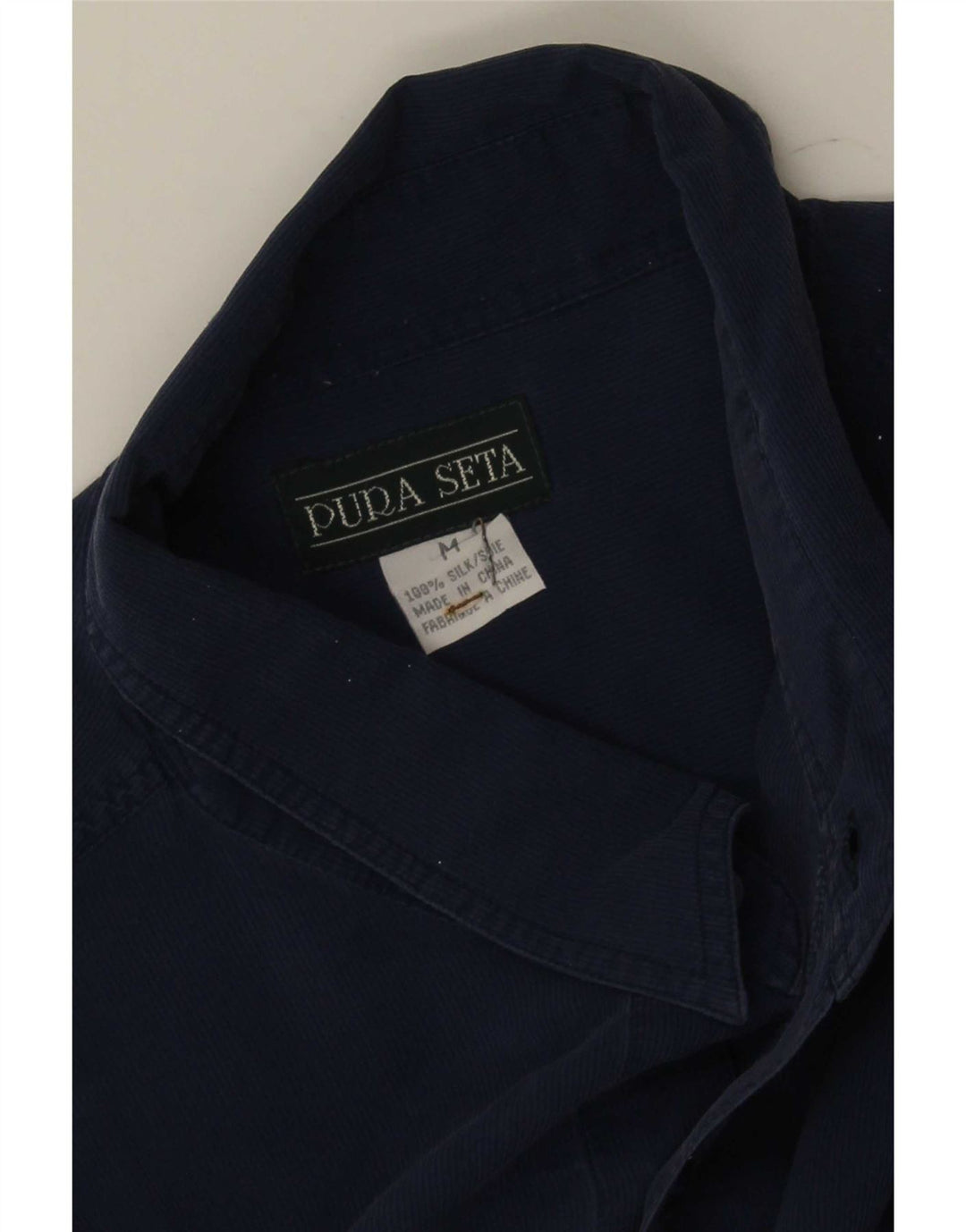 Camicia vintage da uomo in seta blu navy media