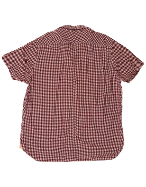 Camicia a maniche corte da uomo Ben Sherman 3XL cotone a quadretti bordeaux