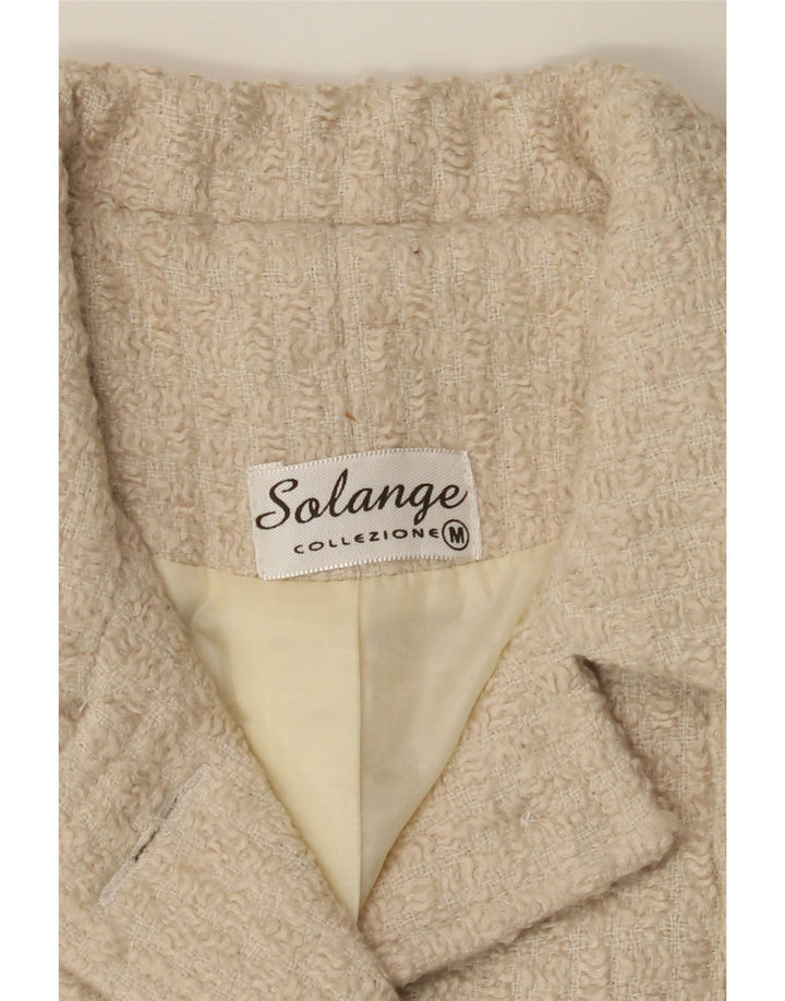 SOLANGE Womens 3 Button Blazer Jacket UK 12 Medium Beige Vintage Solange and Second-Hand Solange from Messina Hembry 