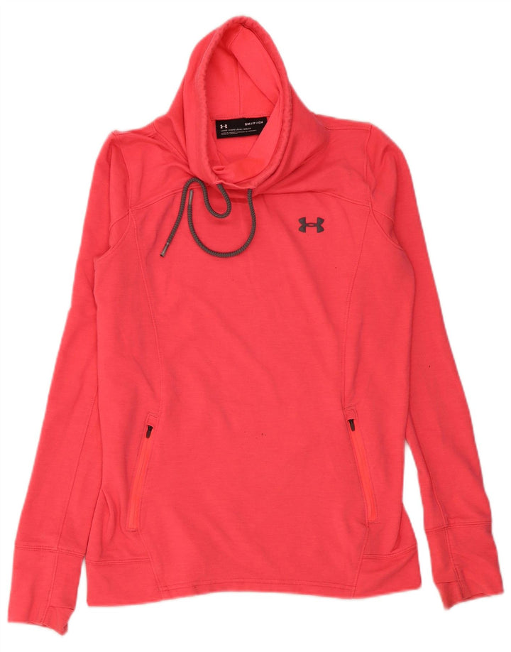 Felpa da donna Under Armour con collo alto, maglione, UK 10, piccola, rosa, poliestere