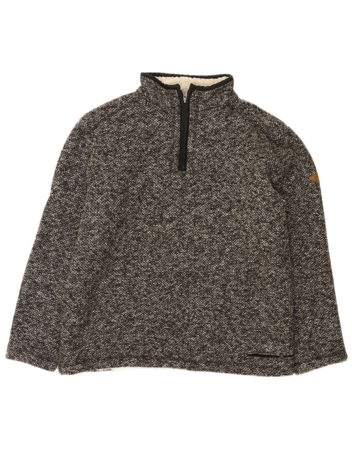 Felpa da donna con collo con zip Orvis, maglione, UK 14, poliestere screziato grigio medio