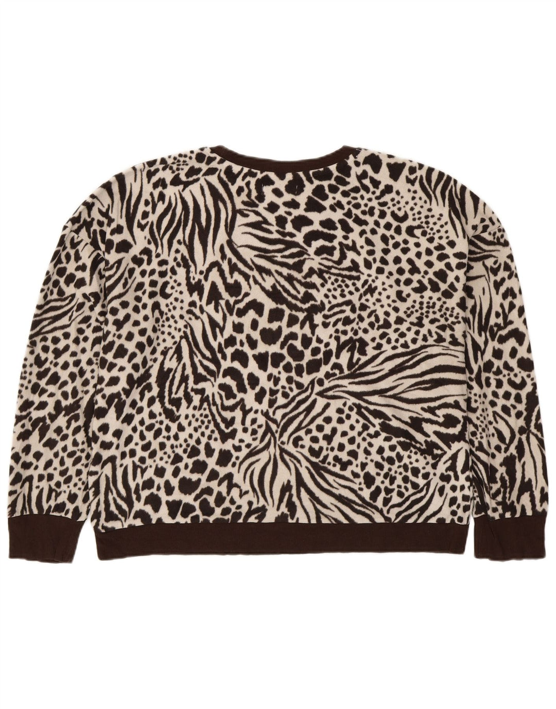 Maglione in pile grafico oversize da donna DKNY UK 16 grande stampa animalier marrone