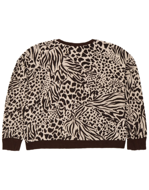 Maglione in pile grafico oversize da donna DKNY UK 16 grande stampa animalier marrone