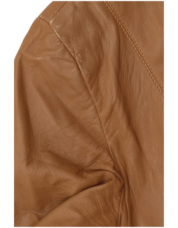 Giacca in pelle vintage da donna IT 48 XL in pelle beige