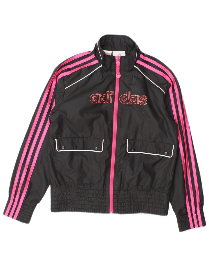 Giacca da ginnastica grafica per ragazze Adidas 9-10 anni in poliestere nero
