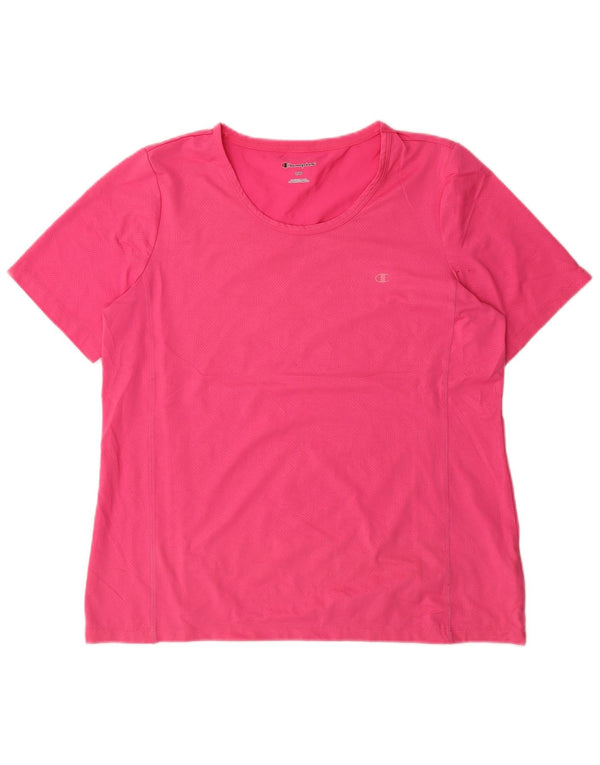 T-shirt da donna Champion Top UK 16 Large Rosa geometrica in poliestere sportiva