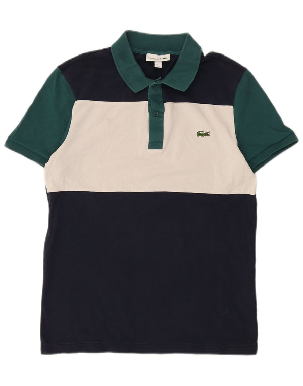 Polo da uomo slim fit Lacoste taglia 4, cotone color block medio blu navy